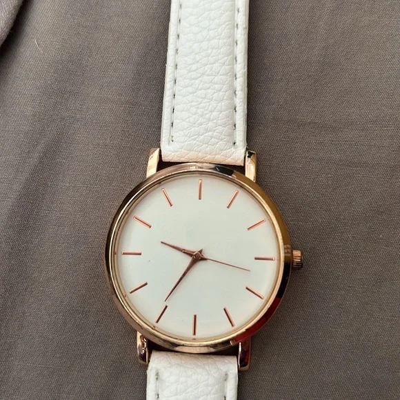 EUC White Leather Rose Gold Watch - Picture 2 of 6